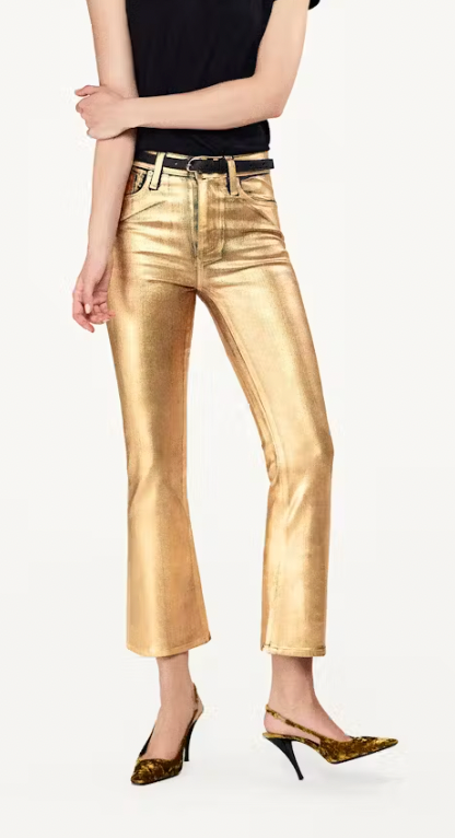 Crop Mini Boot Gold Chrome