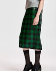 CHECKED MIDI SKIRT